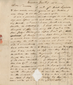 Letter (draft) from Robert Treat Paine to Sampson Blowers, 7 January 1771