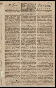 The Boston-Gazette, and Country Journal, 15 March 1773 (includes supplement)