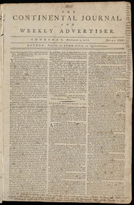The Continental Journal and Weekly Advertiser, 7 November 1776 (pages 1-3 only)