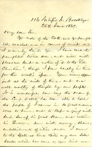 Letter from Frederick Harley to James Fowler Lyman
