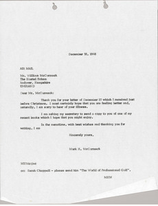 Letter from Mark H. McCormack to William McCormack