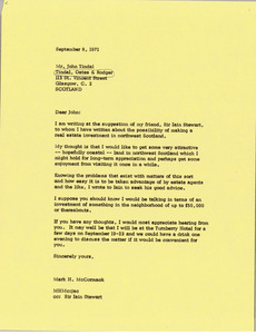 Letter from Mark H. McCormack to John Tindal