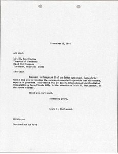 Letter from Mark H. McCormack to H. Kent Stanner