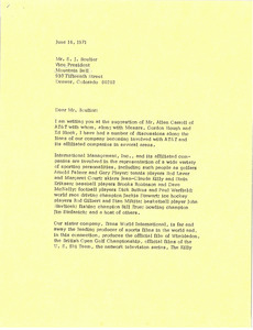 Letter from Mark H. McCormack to S. J. Boulier