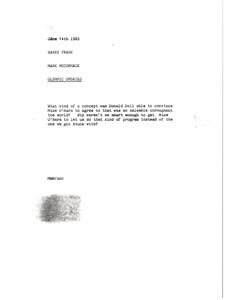 Memorandum from Mark H. McCormack to Barry Frank