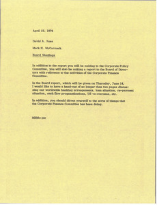 Memorandum from Mark H. McCormack to David A. Rees