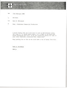 Memorandum from Mark H. McCormack to Bob Kain