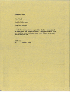 Memorandum from Mark H. McCormack to Peter Worth