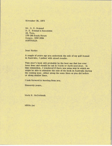 Letter from Mark H. McCormack to D. E. Benaud