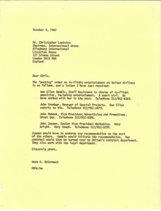 Letter from Mark H. McCormack to Christopher Lewinotn