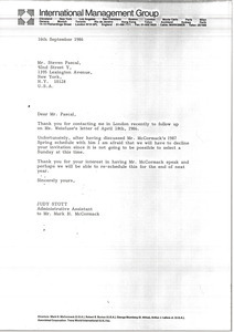 Letter from Judy Stott to Steven Pascal - Digital Commonwealth