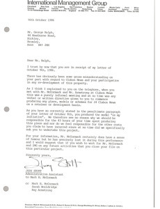 Letter from Judy Stott to George Ralph