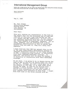 Letter from Mark H. McCormack to Paul Stuber