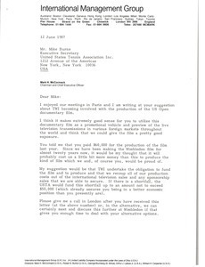 Letter from Mark H. McCormack to Mike Burns
