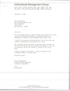 Letter from Laurie Roggenburk to Sue Simmonds