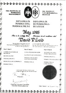 David P. Leib graduation certificate