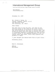 Letter from Mark H. McCormack to Frank D. Tatum