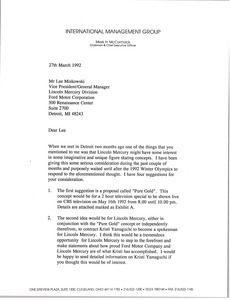 Letter from Mark H. McCormack to Lee Miskowski