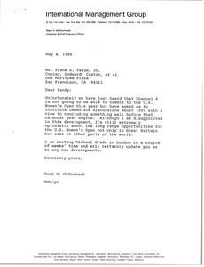 Letter from Mark H. McCormack to Frank D. Tatum Jr.