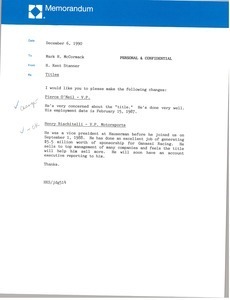 Memorandum from H. Kent Stanner to Mark H. McCormack