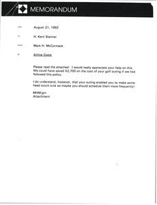 Memorandum from Mark H. McCormack to H. Kent Stanner