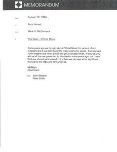 Memorandum from Mark H. McCormack to Buzz Hornett