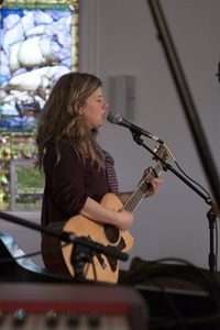 Dar Williams, at sound check at the First Congregational Church in Wellfleet