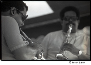 Cannonball Adderley (sax) and Nat Adderley (cornet), with the Cannonball Adderley Sextet, performing at Jackie Robinson's jazz concert