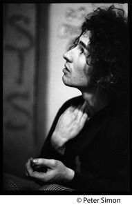 Tim Buckley backstage, probably at the Unicorn Coffee House