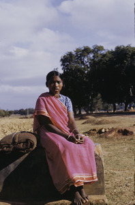 Girl in a rose colored sari near Ranchi