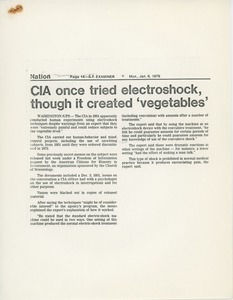CIA once tried electroshock, though it created 'vegetables'