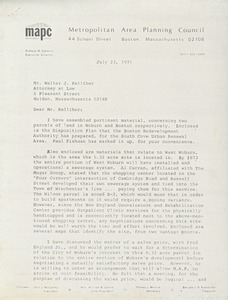 Letter from George G. Bridgeman to Walter J. Kelliher