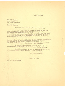 Letter from W. E. B. Du Bois to Mike Sharpe