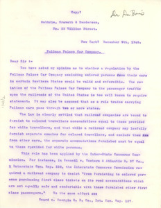 Letter from Paul D. Cravath to Booker T. Washington