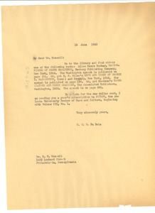 Letter from W. E. B. Du Bois to N. F. Mossell