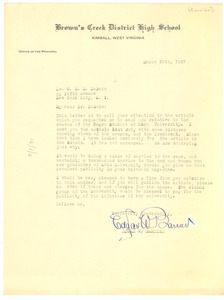 Letter from Edgar W. Barrier to W. E. B. Du Bois