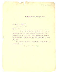 Letter from W. E. B. Du Bois to Mason A. Hawkins