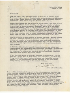 Circular letter from Helen and Scott Nearing to W. E. B. Du Bois