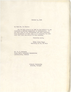 Letter from Ellen Irene Diggs to Colored Men's Branch, Young Men's Christian Association, Indianapolis