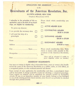 Descendants of the American Revolution application form
