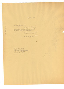 Letter from W. E. B. Du Bois to Paul A. Hill