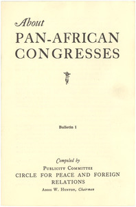 About Pan-African Congresses bulletin 1