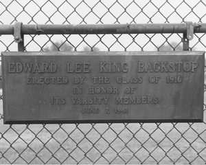 Edward Lee King Backstop plaque