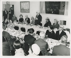 Hermann G. Place speaking at Thanksgiving celebration