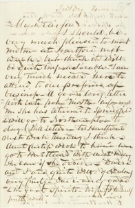 Letter from Erasmus Darwin Hudson to his son
