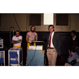 Man wired up for a cardiac stress test