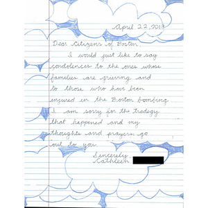 Letter from St. Lucy's School in Long Beach, California