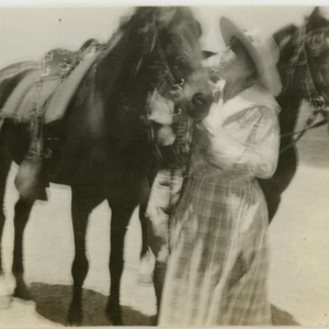 Camp MacArthur - Waco, Texas - World War I - a woman and two horses
