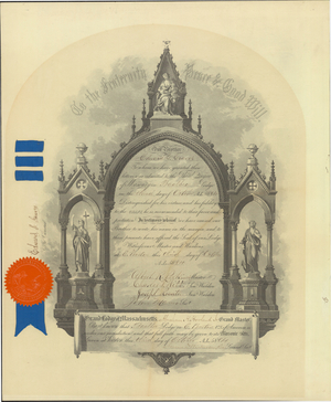 Master Mason certificate for Edward G. Graves
