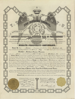 32° certificate issued to Arthur Anton Pearson